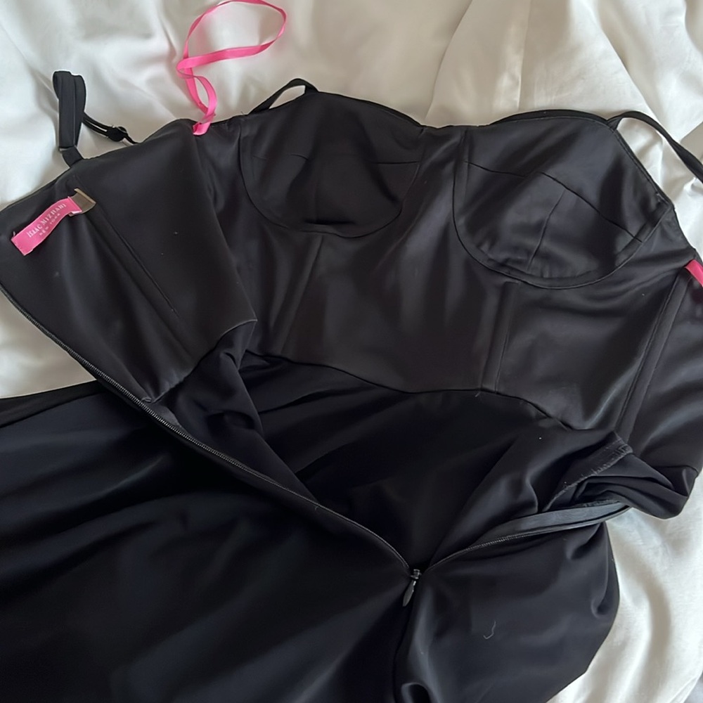 NWT Y2K Isaac Mizrahi Black Spaghetti Strap Dress With Grosgrain Ribbon Belt - Picture 8 of 12